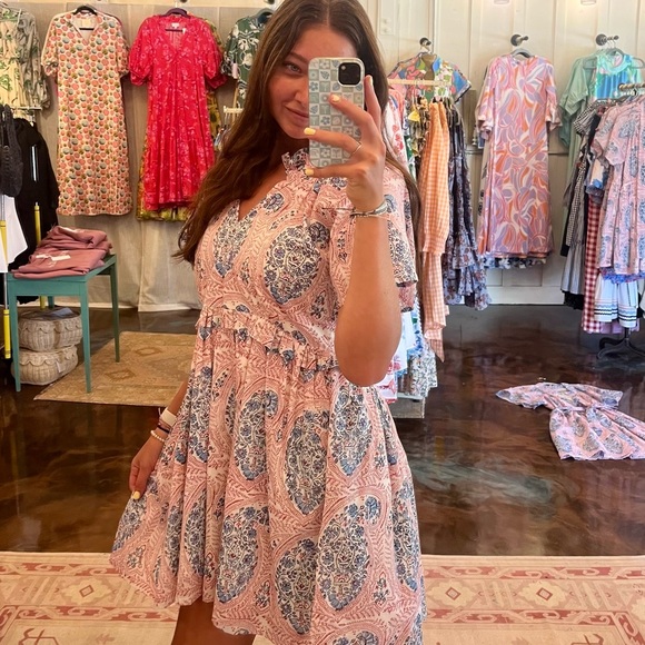 Pink and Blue Patterned Mini Dress - Picture 4 of 8